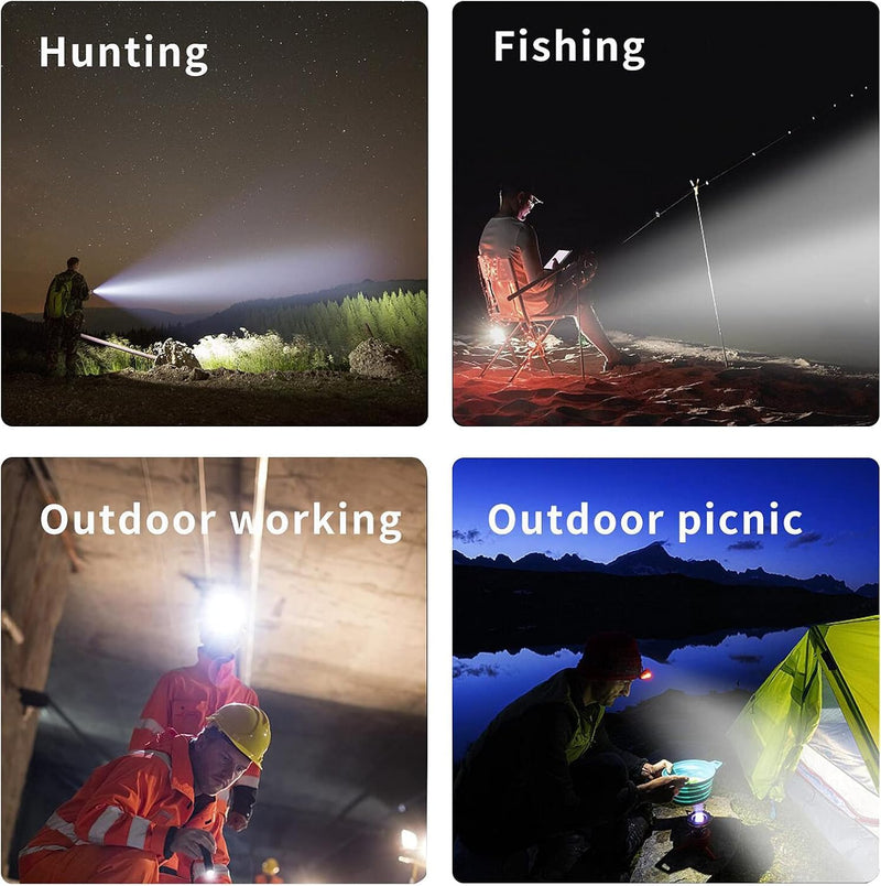 Super Bright Headlamp,USB C Led Rechargeable Head Lamp, Waterproof Headlight for Forehead-72H Battery Life, 90°adjustable Sensor Headlamps Flashlight for Outdoor Hunting,Camping,Fishing(500m Beam) 5200mAh