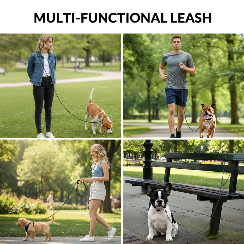 8.2ft Hands Free Dog Leash,Versatile Waist & Crossbody Lead for Medium Dogs,Waterproof & Adjustable for Running Jogging Walking, 360° Swivel Metal Buckle (Black) Black