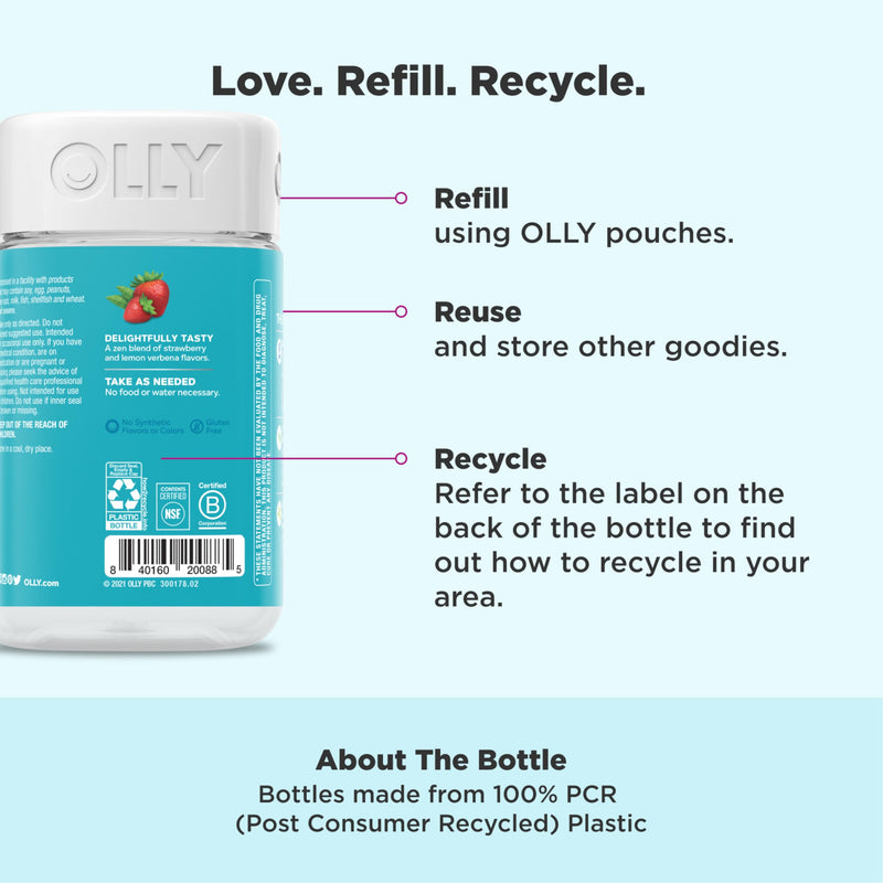 OLLY Goodbye Stress Gummy,GABA,L-Theanine,Lemon Balm,Stress Relief Supplement,Berry -,74 Count (Pack of 2) 74 Count (Pack of 2)