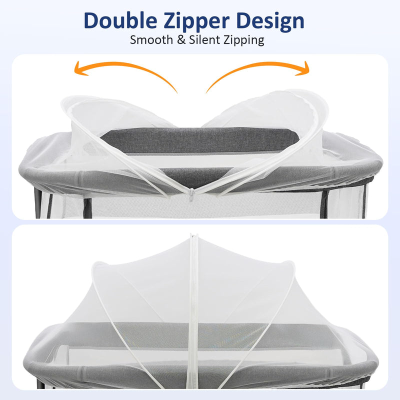 Bassinet Mosquito Net Cover to Keep Cats & Bugs Out for Baby, Two-Way Zipper, Portable Bassinet Cover with Storage Bag, Breathable Baby Mosquito Net for Bedside Sleeper/Travel Crib White White-bassinet Cover - BeesActive Australia