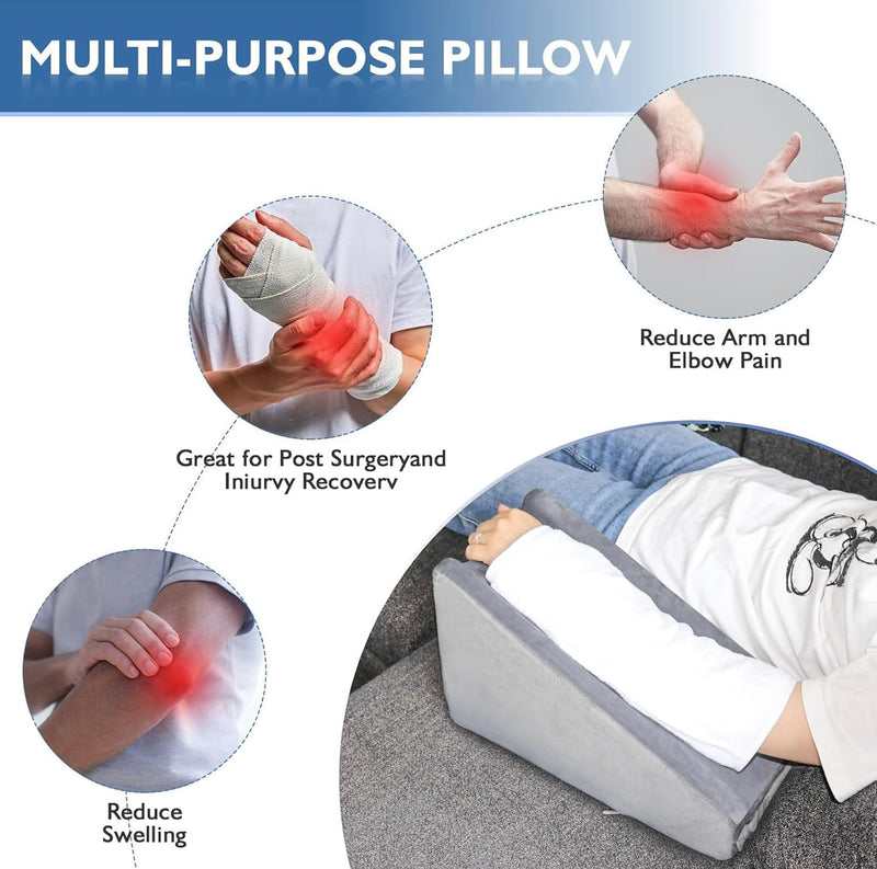 Arm Elevation Pillow, Arm Wedge Elevation Pillow Excellent, Ergonomic Elbow Support Pillow for Sleeping Arm Pads Elbow Pillow with Removable Pillow Case-Grey