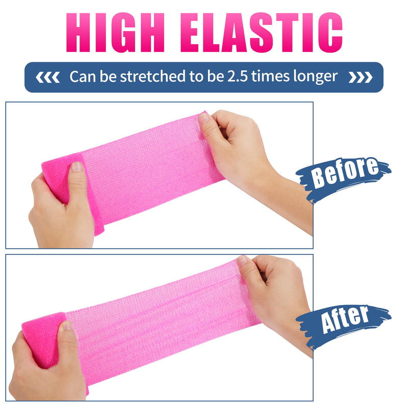 Vet Wrap - Self Adhesive Bandage Wrap Cohesive 4 Inch 5 Yards,Self Adherent Athletic Bandages for Horse Dogs Cat Pet Animals Hot Pink 6 Rolls - BeesActive Australia