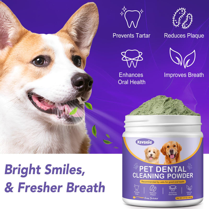 Dog & Cat Dental Cleaning Powder (100g), Plaque Off for Fresh Breath & Healthy Gums, Probiotic-Infused Tartar Remover, No Dog Toothbrush/Dog Toothpaste Needed, Easy Use Food Additive for All Breeds