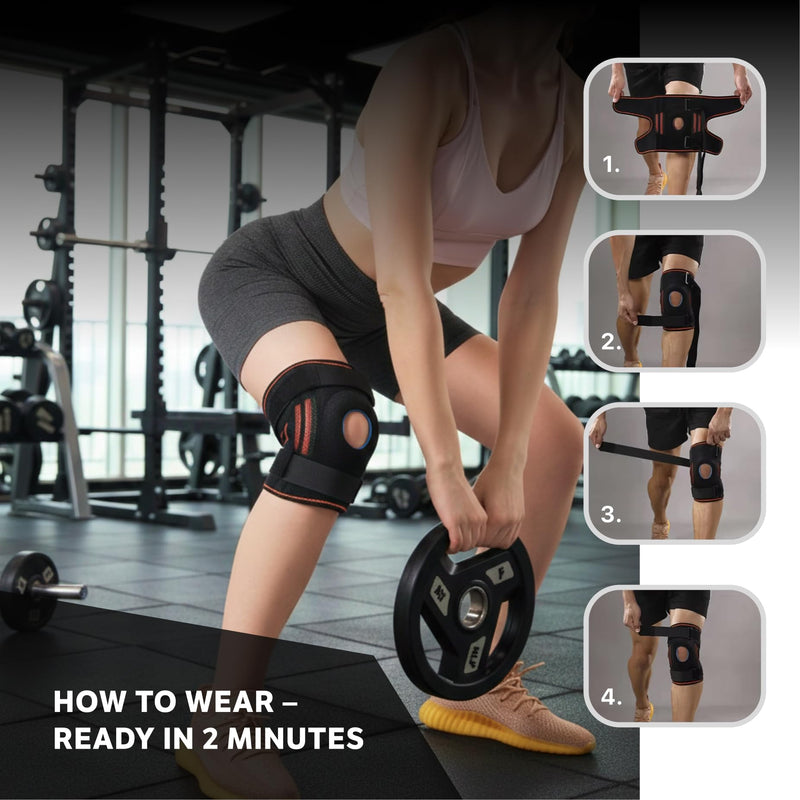 Knee Brace for Knee Pain Relief - Side Stabilizers & Patella Gel Pads, Knee Support for Running, Sports, Arthritis, ACL MCL, Compression knee Support (Medium) Medium