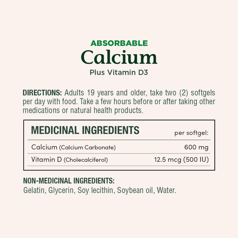 Nature's Bounty Absorbable Calcium 1200mg plus Vitamin D3 1000IU 200 count