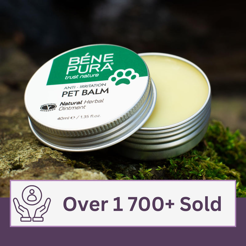 BenePura Dog Paw Balm for Itchy and Irritated Skin Relief - Soothes the Paws, Nose and Skin after Insect Bites - Unscented and Lick Safe - Suitable for Cats - 100% Natural Pet Balm - 1.35 fl. Oz