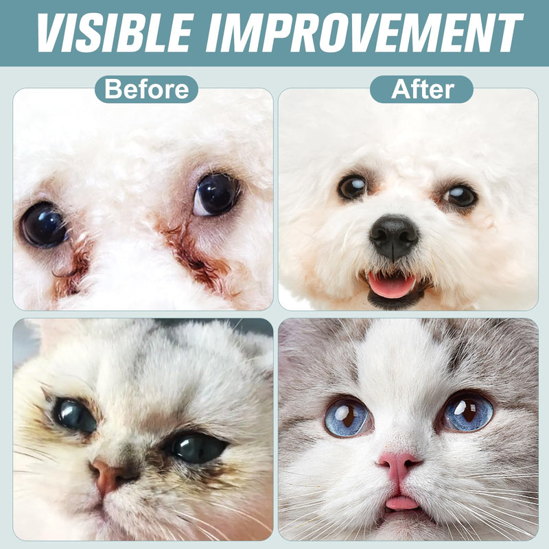 Pet Eye Drops for Dogs & Cats – Soothe Eye Infections,Allergies, Relieve Dogs Cats Dry Eyes Pink Eyes,Eye Wash for Pet Cleaning,Tear Stain Remover,Safe & Gentle Formula for All Animals (100ML)