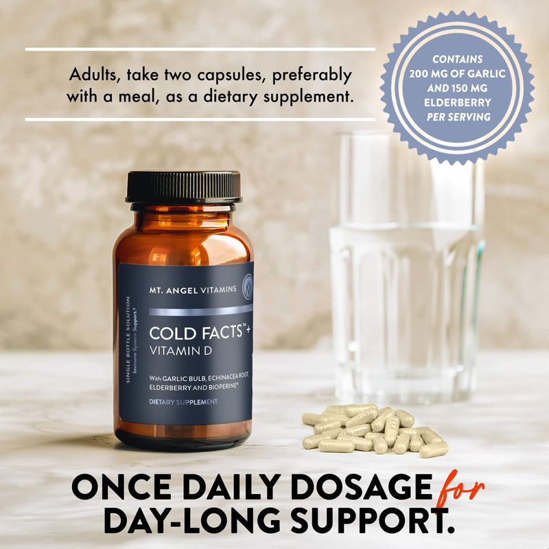 Mt. Angel Vitamins - Cold Facts + Vitamin D, Immune System Support (60 Vegetarian Capsules)