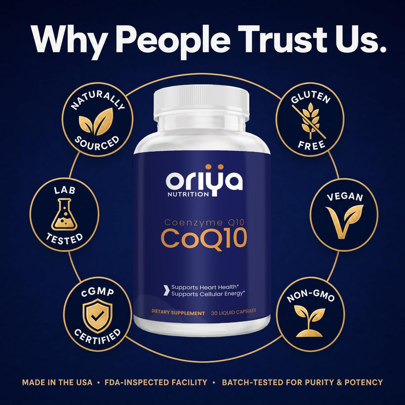 CoQ10 120mg – High-Absorption Liquid Veggie Capsules with Olive Oil & Vitamin E – Supports Cellular Energy, Heart Health & Antioxidant Defense – Non-GMO, Vegan, 3rd-Party Tested