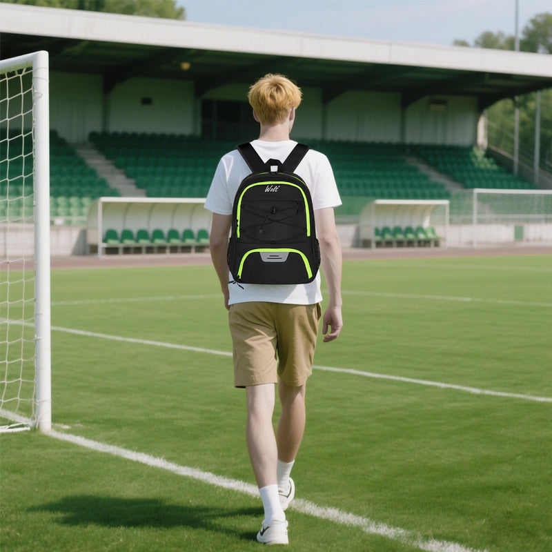 WOLT Soccer Backpack Soccer Bag with Ball Holder & Shoes Compartment, Sport Equipment Bags For Football, Basketball, Volleyball, Gym LemonGreen - BeesActive Australia