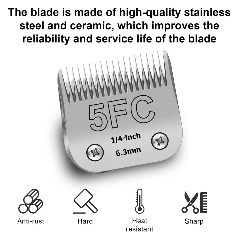 5FC Detachable Pet Clipper Replacement Blades Compatible with Andis/Oster A5/Wahl KM10 Series Dog Clipper,Made of Ceramic Blade & Stainless Steel Blade,Size 5FC Cut Length 1/4-Inch（2 Pack） 5FC-2 - BeesActive Australia