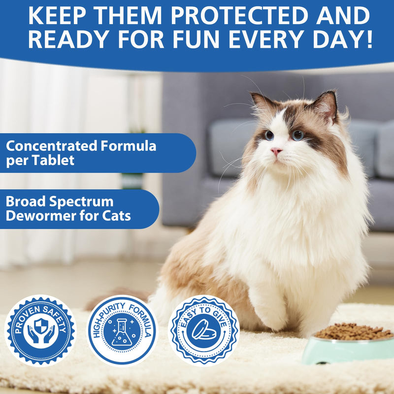Broad-Spectrum Dewormer for Cats & Kittens, 50 Tablets, for Tapeworms, Hookworms & Roundworms