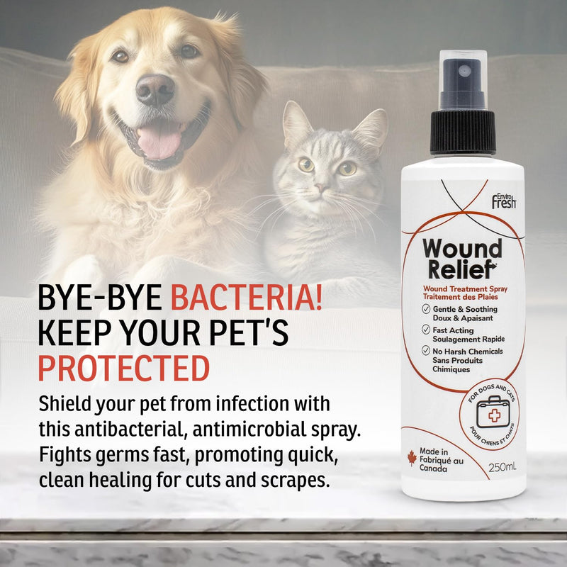 Wound Spray for Pets by EnviroFresh, Wound and Skin Care for Dogs Cats Pets, Fast Acting, Soothing, Scratching, Itch, Skin Irritation, Bites & Burns, No Harsh Chemicals 8.45oz/250mL