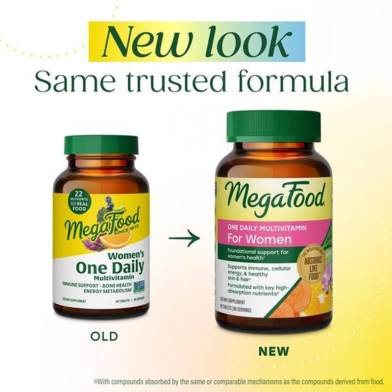 MegaFood One Daily Multivitamin for Women with 22 Nutrients, 90 Tablets | Immune Support, Cellular Energy & Healthy Skin & Hair, Methylfolate, Methylated B12, Iron, C, D3, Vegetarian, 90 Servings Unflavored 90 Count (Pack of 1)