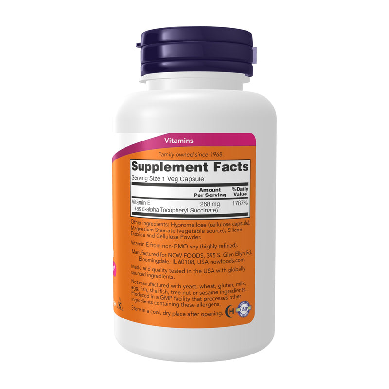 NOW Foods Supplements, Vitamin E-400 IU D-Alpha Tocopheryl, Dry, Antioxidant Protection*, 100 Veg Capsules, (Pack of 2) 100 Count (Pack of 2)