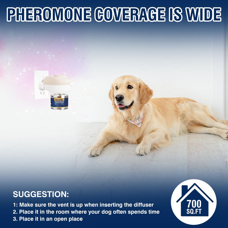 Piuess Dog Calming Plug In Pheromone Diffuser 6 IN 1 Kit to Calm Dogs Effectively Relieves Anxiety Barking Chewing and Separation Anxiety of 120 Days Continuous Calming Pee Accidents Aggression 6 IN1