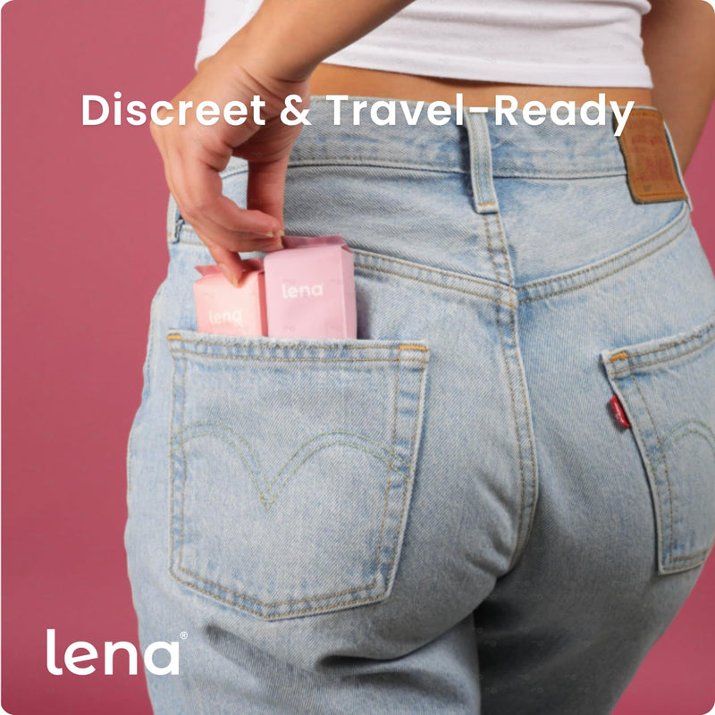 Lena Feminine Wipes Mini - Flushable, Unscented & Ph Balanced - Period Travel Kit - Menstrual Cup Wipes & Menstrual Disc Cleaner - 32 Count