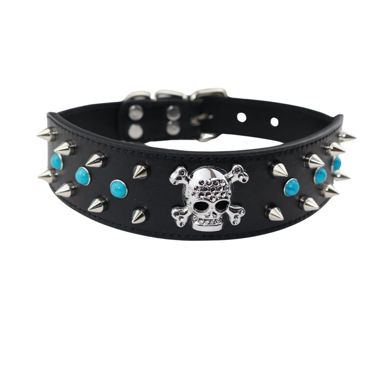 Spiked Dog Collar -Adjustable PU Leather Pet Collar for Small Medium Large Dogs Gift for Boys Girls Dog Black-L - BeesActive Australia