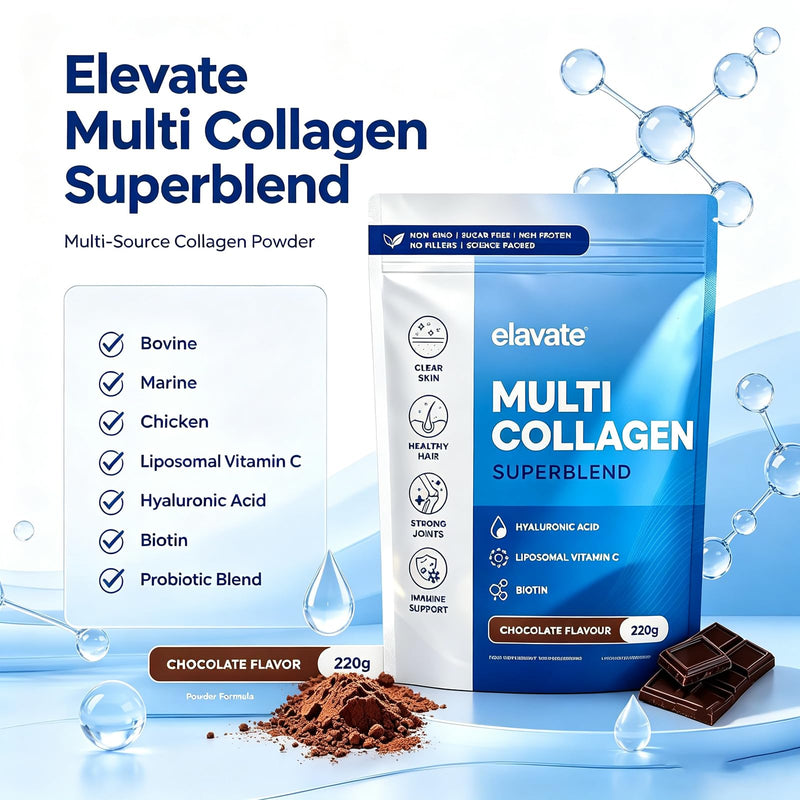 Elevate Collagen for Women, Elevate Multi Collagen Superblend, Bovine, Marine & Chicken Collagengar, with Liposomal Vitamin C