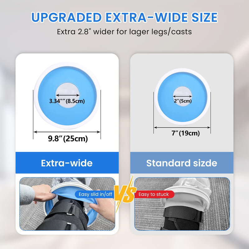 Waterproof Extra Wide Leg Cast Cover for Showering After Surgery with Non-Slip Bottom, Extra Large Waterproof Foot Protector Cover for Plus Size Adults, Lager Casts, Surgery Casts Boots, Reusable Large-Extra Wide - BeesActive Australia