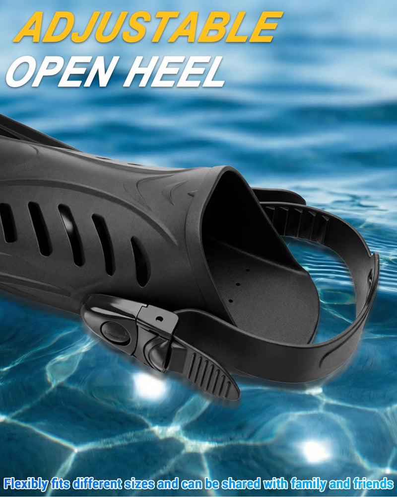 Diving fins Snorkeling Gear for Adults Snorkel fins ，Swim fins Open, Adjustable, Men, Women, Children, Swim Flippers BLUE-WHITE US Youth 1-4 | EU 32/36