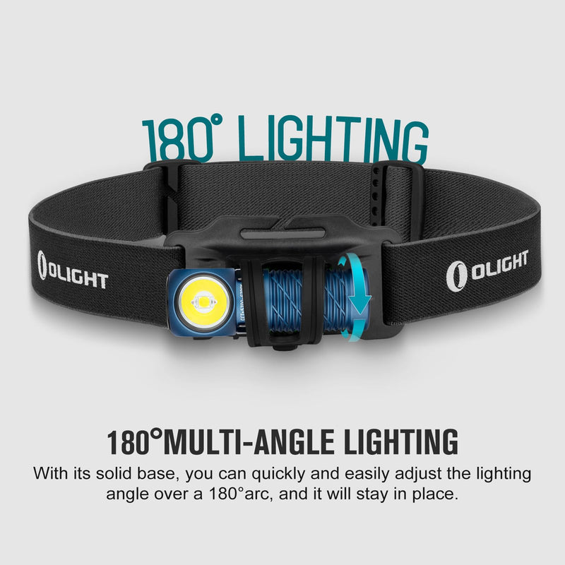 OLIGHT Perun 2 Mini Headlamp 1100 Lumens LED Head Flashlight, Rechargeable Headlight with Red Light Option, Great for Working, Camping(Midnight Blue Cool White) - BeesActive Australia