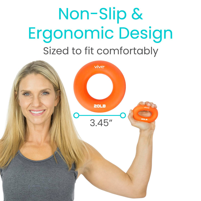 Vive Hand Strengthener Grip Ring - Forearm Ring Hand Exercisers - Silicone Squeezer Gripper for Muscle Strengthening Training Tool - Arthritis Finger Physical Therapy PT Kit Trainer Multicolor (4 Pack)