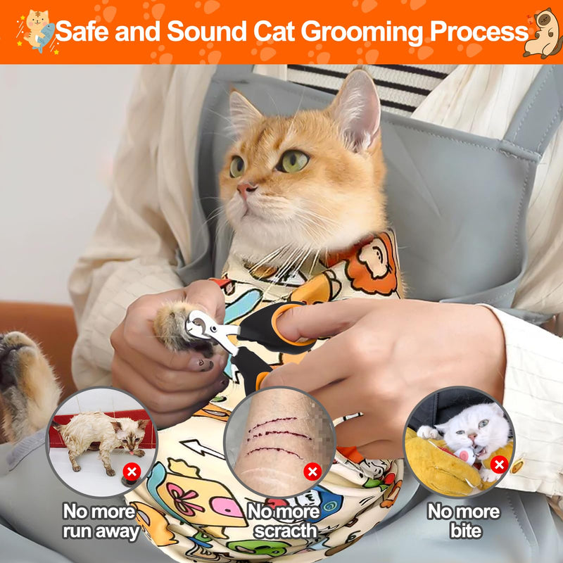 Mity rain Cat Grooming Supplies - Cat Wrap for Cutting Nails with Cat Nail Clipper, Cat Restraint for Nail Clipping to Anti-Runaway/Scratch/Bitten, Cat Swaddle Wrap for Calming & Holding Cat (Large) Animal Large - BeesActive Australia