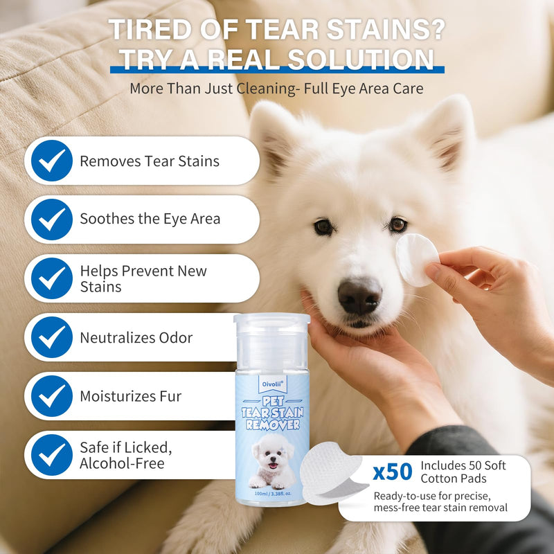 Tear Stain Remover for Dogs & Cats – Natural Gentle Liquid, Safe & Non-Irritating, Effectively Cleans Tear Stains, Eye Discharge & Debris No fragrance