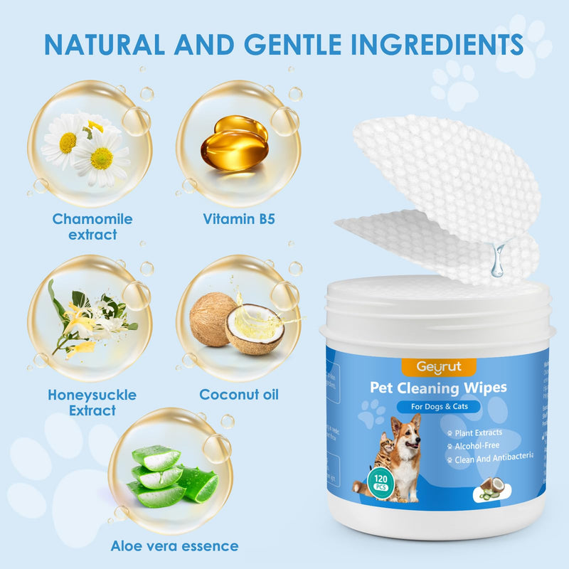 Pet Eye Wipes for Dogs & Cats 120PCS Dog Eye Wipes for Remove Eye Discharge and Crust Coconut Oil Non-Irritating Pet Cleaning Grooming Wipes for Eyes Face - BeesActive Australia