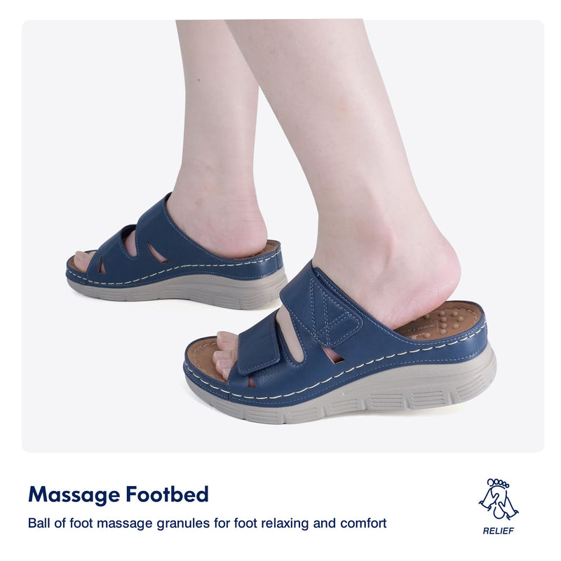 Ortho+rest Women Arch Support Slides Orthotic Walking Sandals Orthopedic Sandals 6 Navy