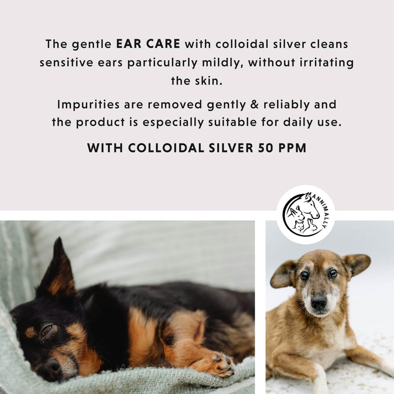 Annimally Ear Drops for Dogs & Cats with Colloidal Silver 50 ppm 50 ml - Gentle Ear Cleaning, Alcohol-Free Formula for Daily Use, Made in Germany