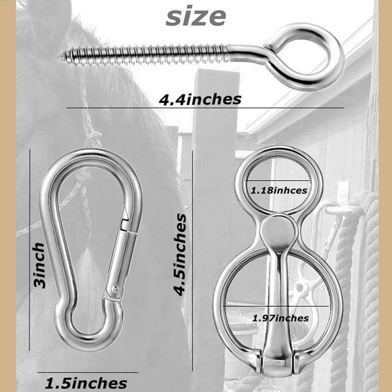 2pcs Horse Tie Ring, Heavy Duty Stainless Steel Tie Ring Horse Training Equipment with Eye Bolt,Quick snap,Humane and Safe Tie Way 2 - BeesActive Australia