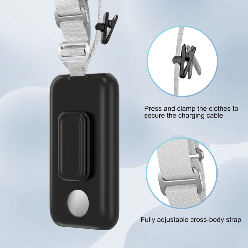 Battery Holder for Apple Vision Pro,Portable Vision Pro Battery Case with 360° Rotatable Belt Clip and Cross-Body Strap. (Black) Black - BeesActive Australia