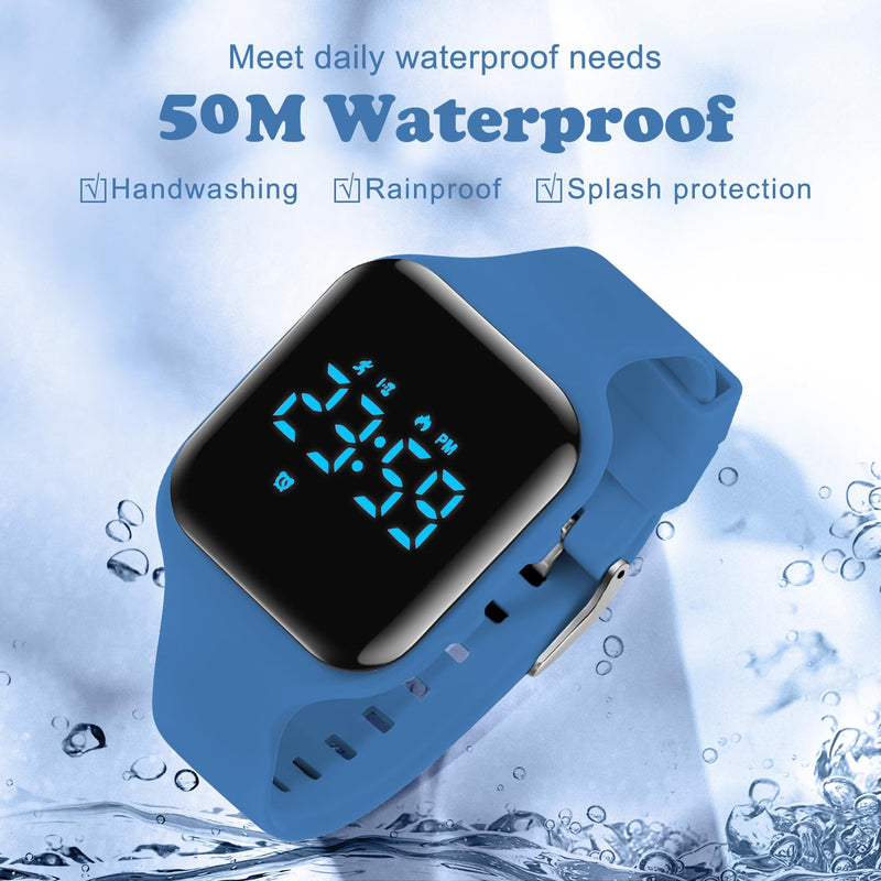 Kids Watches for Girls Boys Digital Sport Watch with Step Counter Pedometer Vibration Alarm Clock, No App Waterproof Fitness Tracker Kids Watch Boys Girls Teens Students Ages 5-16 026-E-SeaBlue