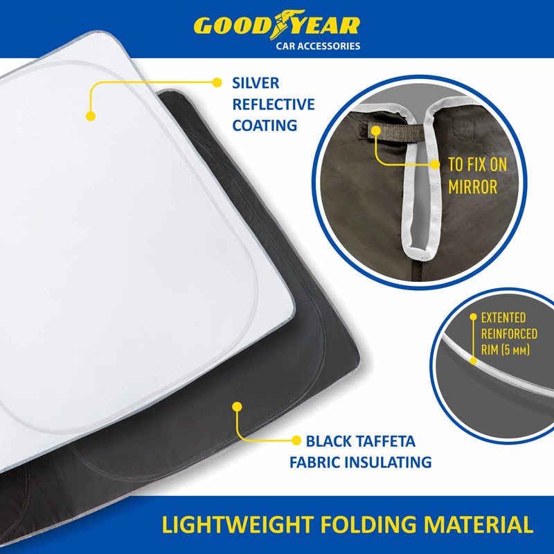 Goodyear Foldable Windshield Sunshade for Jeep Compass 2017-2026, SUV car Accessories, Sunshade Cover, Sun Shade Car Windshield, Window Sun Blocker - GY008274 For Jeep Compass 17-26
