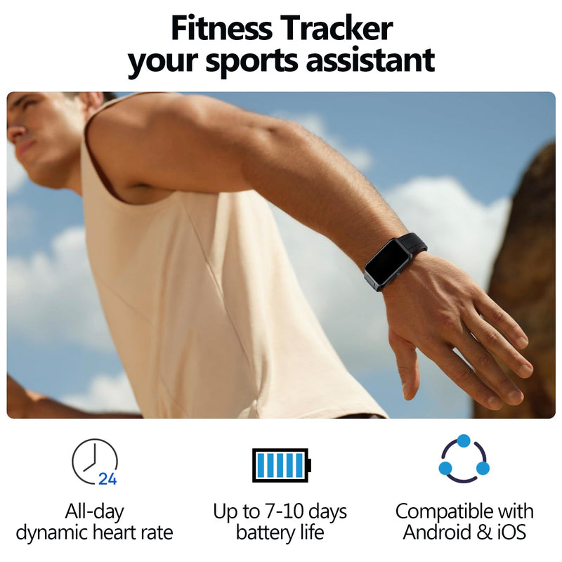 Fitness Tracker with Heart Rate, Sleep Monitor, 100+Sports Modes Smart Watches for Men Women, IP68 Waterproof, Activity & Step Tracker Watch for Android/iOS Phones (Silver) Silver