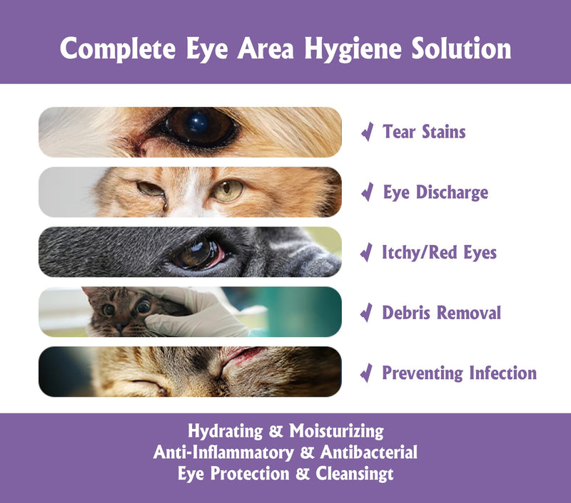 Dog and Cat Eye Wash | Gentle Eye Drops for Dogs and Cats to Flush and Soothe, Tear Stain Cleaner, Hydrating Formula for Pets. 50ml | 1.69 fl oz