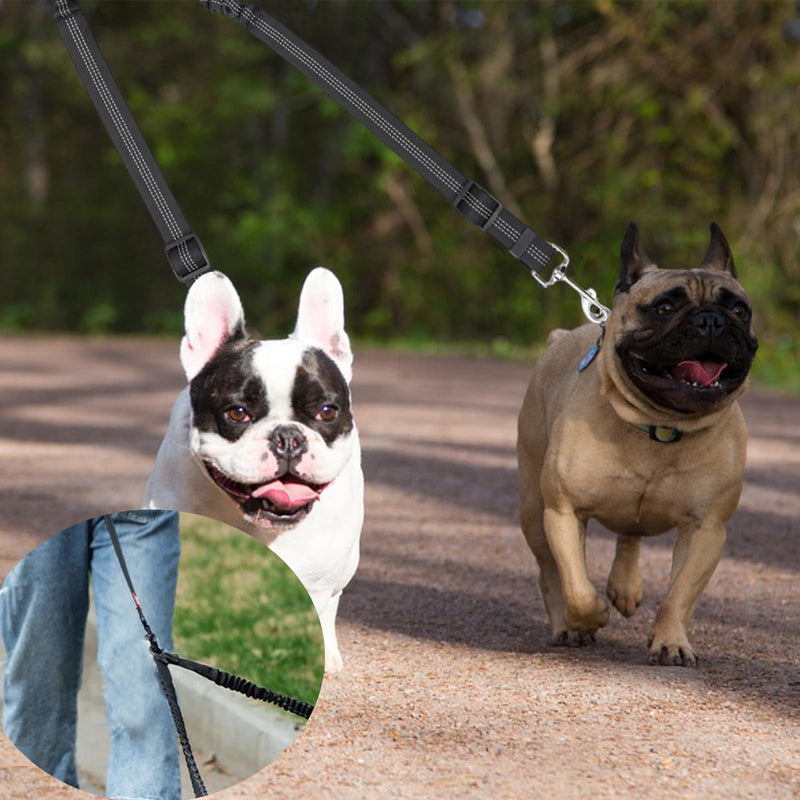 2 Pcs Double Dog Leash, No Tangle for Walking 2 Dogs Adjustable Length Leash Reflective Splitter for Large and Small Dogs(Black, Grey) Black,Grey - BeesActive Australia