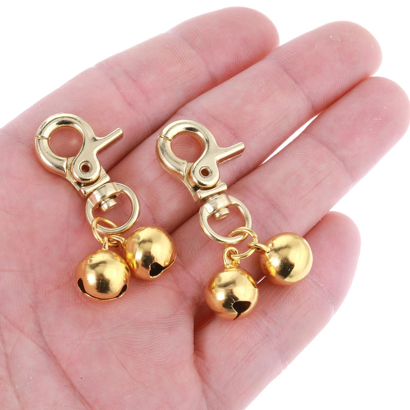 2 Pcs Gold Bells for Dog Collars Cat Bell for Pet Collar Pet Bell with Heavy Duty Snap Clips Pet Pendant Accessories Pet Christmas Gift Training Pet Collar Charms - BeesActive Australia