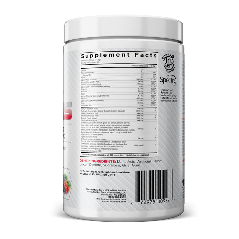Core Nutritionals Greens, Digestive Support, Berry Bliss, 30 Servings | Daily Wellness Support, Reds & Greens Superfood Blend, 5 Billion CFU Probiotics, Digestive Enzymes, Antioxidants 11.85 Ounce (Pack of 1)