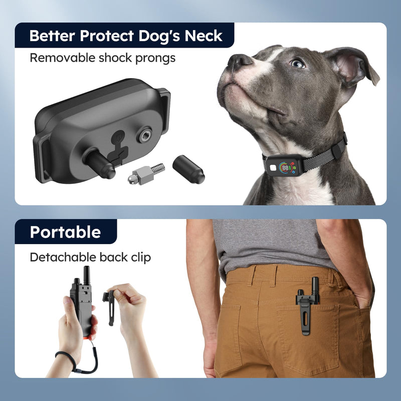 Dog Shock Collar 2 Dogs,4000FT with Flash Light for Night Walks, Dog Training Collar with Remote Control, E Collar with Adjustable Pitch Beep,Vibration and Shock,Rechargeable Waterproof Shock Collar Black - BeesActive Australia