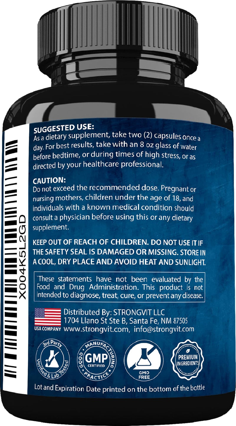 Cortisol Supplements for Women and Men with Magnesium, Ashwagandha 120 Caps 120 Count (Pack of 1)
