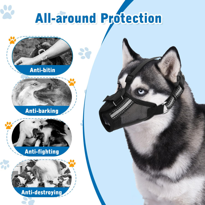 Nobleza - Dog Muzzle, Soft Mesh Muzzle for Medium Dogs, Breathable Reflective Adjustable Dog Muzzle, Prevents Biting, Chewing and Barking (M) M - BeesActive Australia