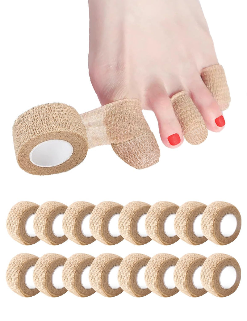 Fizzest Broken Big Toe Little Toenail Protectors Women Men，Toe Caps Covers Bandage，Toe Cushions for Pain Relief，Ingrown Toenail Treatment，Corn Removers for Toes (Khaki, Large Size(16 Rolls 1 Box)) Large size(16 rolls 1 box) Khaki - BeesActive Australia