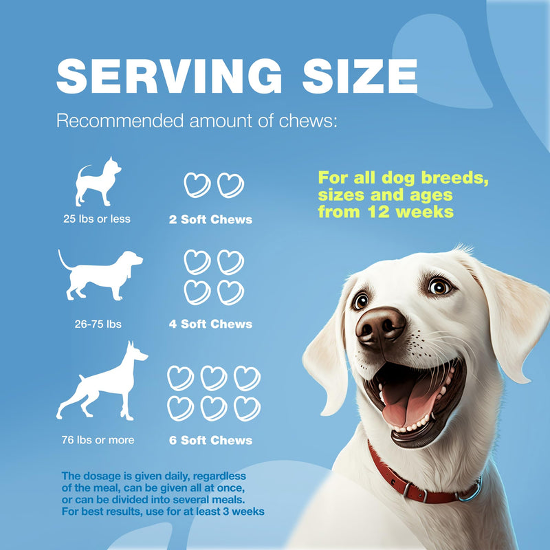 Hemp Calming Chews for Dogs - Dog Calming Treats - Anxiety Relief for Dogs with L-Theanine, Chamomile Extract, Valerian Root - Dog Anxiety Relief for Travel, Vet Visits, Thunderstorms, Nail Trimming - PawsPlanet Australia
