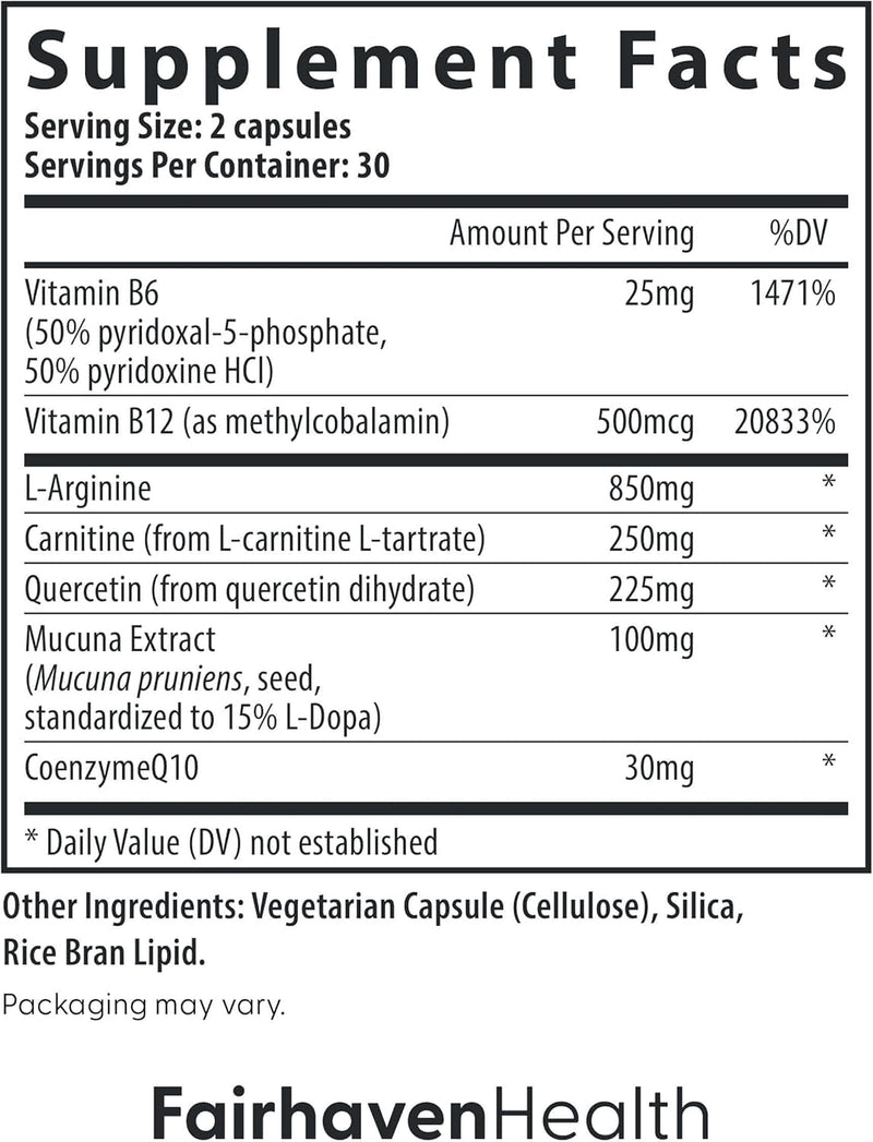 Fairhaven Health MotilityBoost for Men | Prenatal Male Fertility Supplement for Motility Strength | Pre-Conception for Him Includes L-Carnitine, Vitamin B12, B6, CoQ10 and Quercetin | 60 Capsules - BeesActive Australia