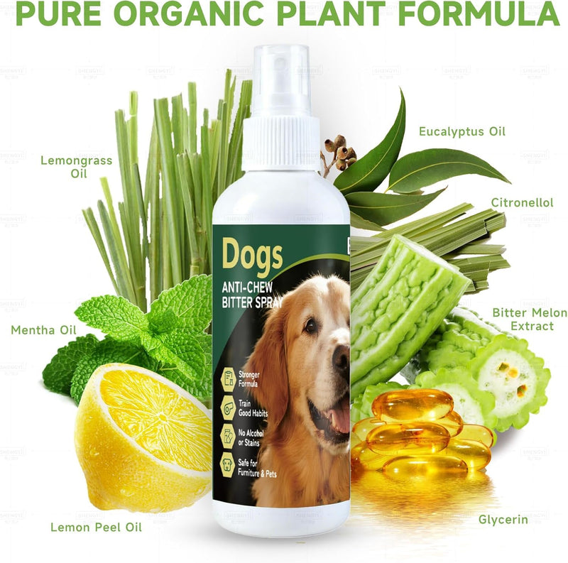 Bitter Dog No Chew Spray, Dog Deterrent Spray for Furniture & Carpet, Puppy Corrector & Training Spray for Dogs & Puppies, Safe & Natural, Prevent Peeing, Biting, Chewing & Licking Injuries, 200ml 200ml Bottle - Single