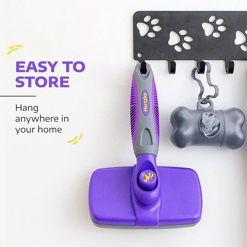 Hertzko Dog Brush - Self-Cleaning Slicker Brush for Dogs and Cats - Gently Removes Loose Hair, Tangles, and Dirt - Regular Size Grooming Brush for Sensitive Skin, Suitable for Long or Short Coats Standard Brush - BeesActive Australia