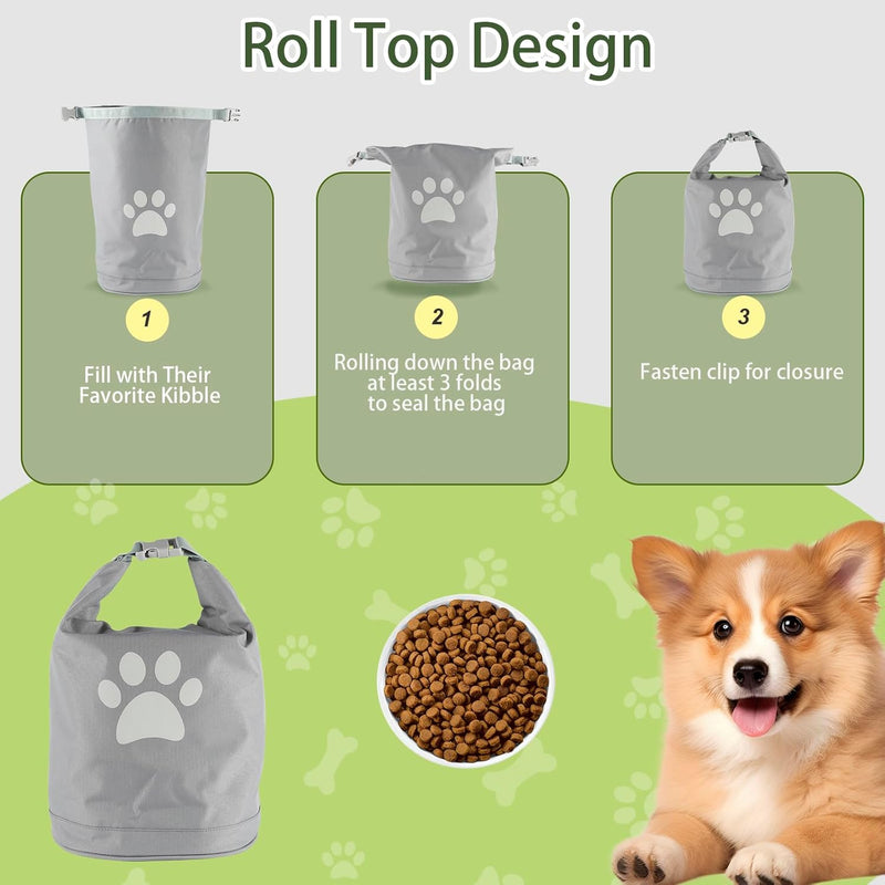 Travel Dog Food Container 10Lbs,Dog Food Travel Bag,Waterproof Dog Food Bag,Reusable Dog Travel Kibble Container,Roll Top Pet Food Bag,Dog Camping Essentials - BeesActive Australia